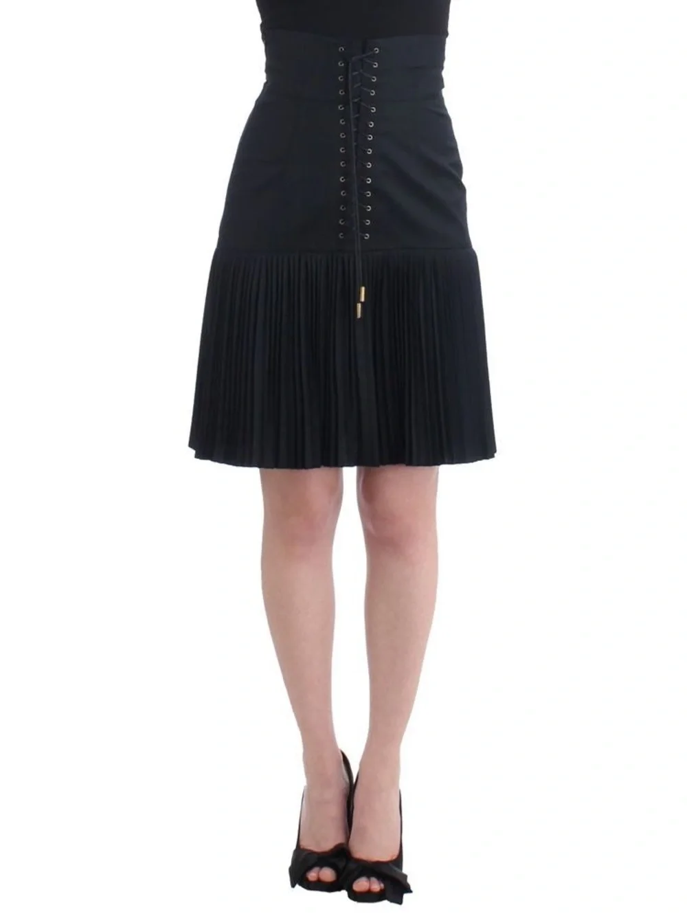 Vintage Roberto Cavalli Black Wool Mini Women's Skirt